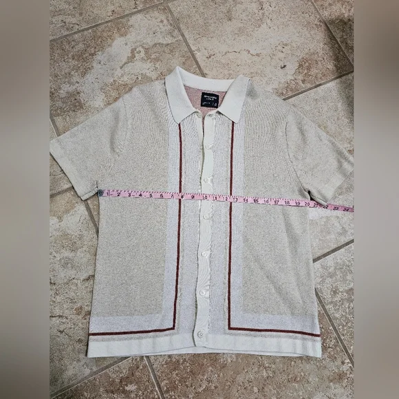 Abercrombie & Fitch Men Medium Beige Knit Button Polo Shirt Preppy Retro Minimal - Picture 5 of 6